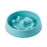 HKM-6019005 Pet Slow Feeder Bowl with Mountain Design for Controlled Eating Speed - Off-White & Blue, PP Material