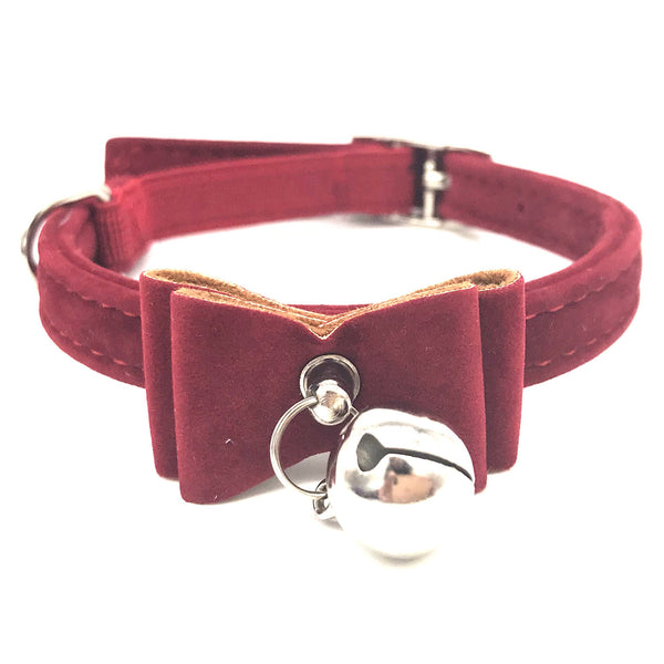 HKM-6020797 Flocked Cat Collar with Bell - Soft Flocking Cloth & Metal Button