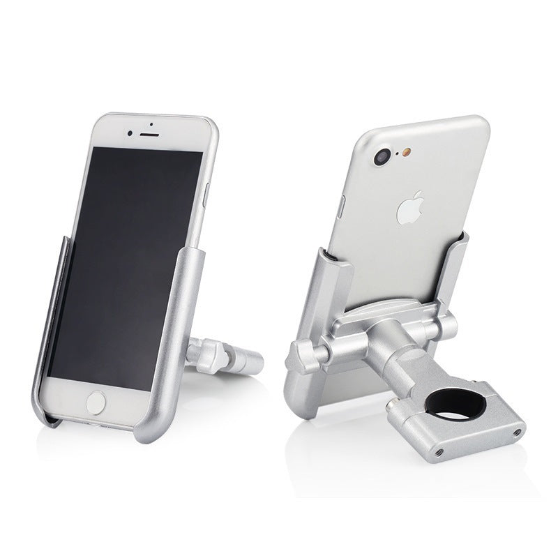 HKM-602195 Aluminum Alloy Motorcycle and Bicycle Phone Holder - Adjustable 60mm to 90mm Clamping Width, Includes Hex Wrench and Silicone Pad Cover
