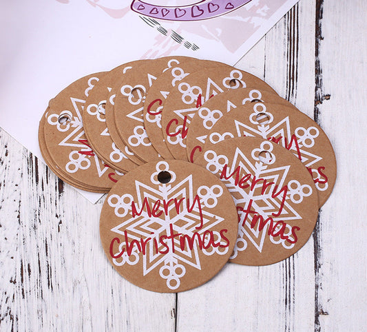 HKM-602259 Vintage Kraft Paper Christmas Tree Decoration Tags - Set of 50 for Gift Packaging and Baking