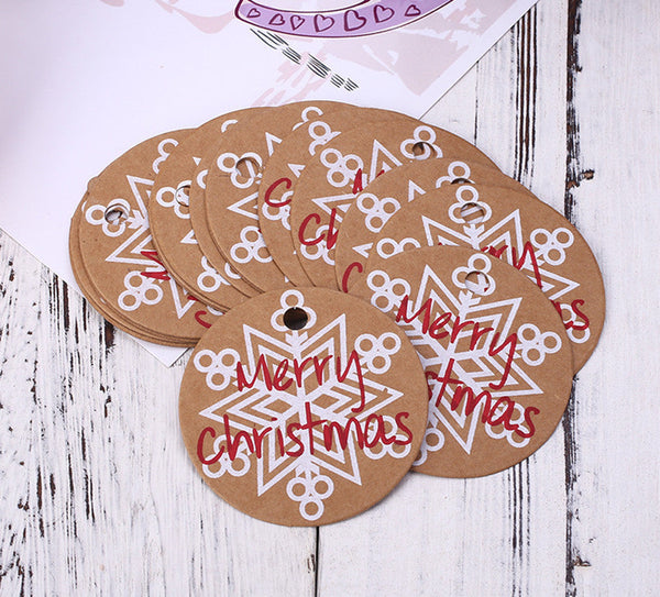 HKM-602259 Vintage Kraft Paper Christmas Tree Decoration Tags - Set of 50 for Gift Packaging and Baking
