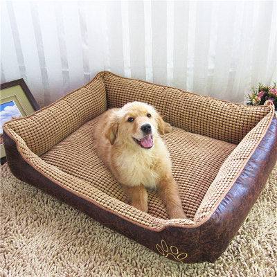 HKM-6022845 Washable Teddy Dog Nest Pad for Golden Retrievers - Comfortable Corn Velvet & Suede Design