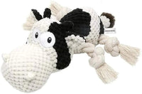 HKM-602323 Durable Cow Plush Dog Toy with Squeaker – Interactive Chew Toy for Small, Medium, and Large Dogs