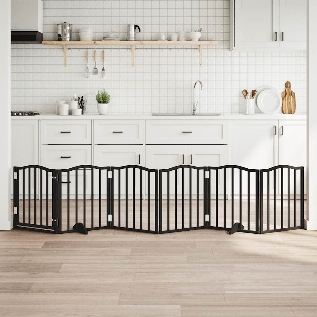 HKM-6023869 Foldable 6-Piece Dog Gate with Door, Durable Poplar Wood, 300 cm Length