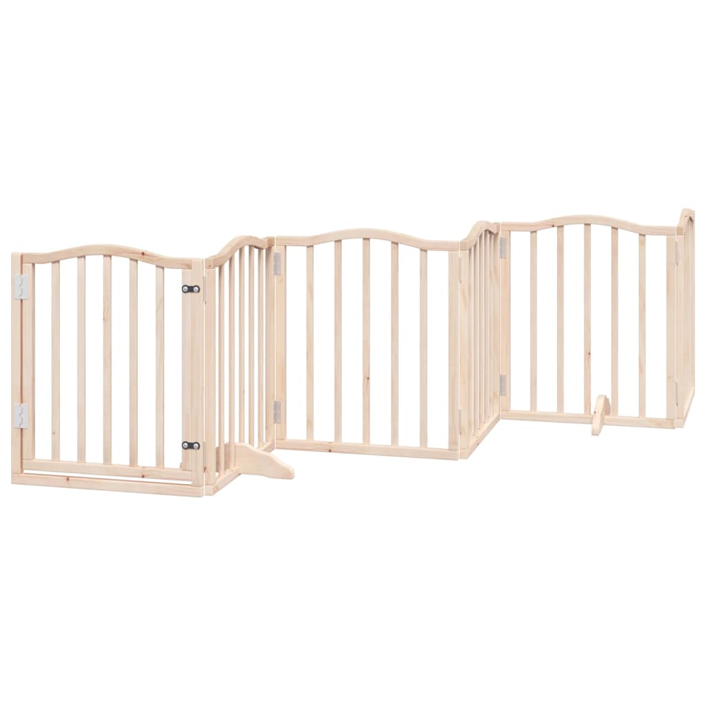 HKM-6023869 Foldable 6-Piece Dog Gate with Door, Durable Poplar Wood, 300 cm Length