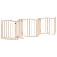 HKM-6023869 Foldable 6-Piece Dog Gate with Door, Durable Poplar Wood, 300 cm Length
