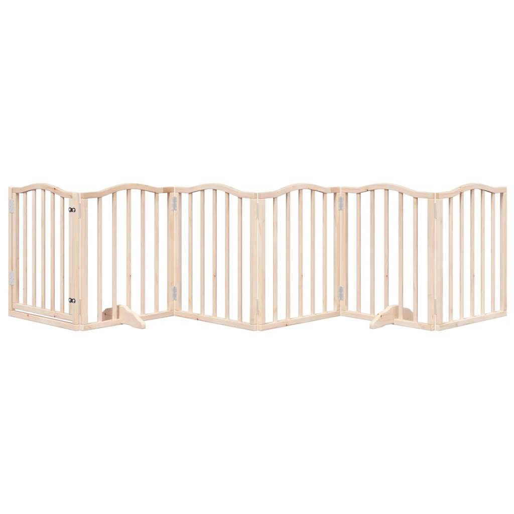 HKM-6023869 Foldable 6-Piece Dog Gate with Door, Durable Poplar Wood, 300 cm Length