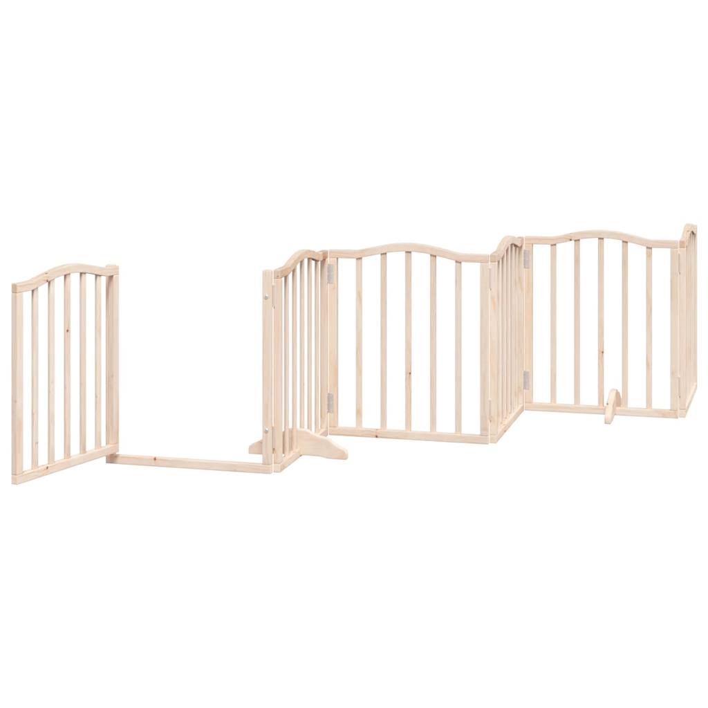 HKM-6023869 Foldable 6-Piece Dog Gate with Door, Durable Poplar Wood, 300 cm Length
