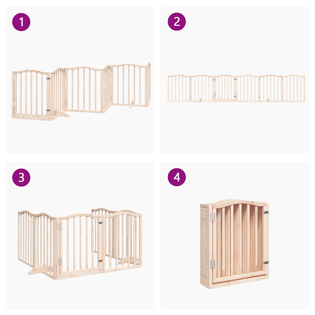 HKM-6023869 Foldable 6-Piece Dog Gate with Door, Durable Poplar Wood, 300 cm Length