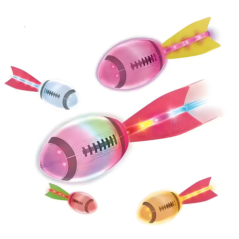 HKM-602387 Light-Up Flying Rugby Ball with 12 Light Modes for Outdoor Sports and Interactive Play