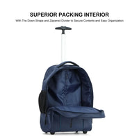 HKM-602451 18 Inch Travel Trolley Laptop Backpack with Wheels for Men - Custom Logo Outdoor Fabric