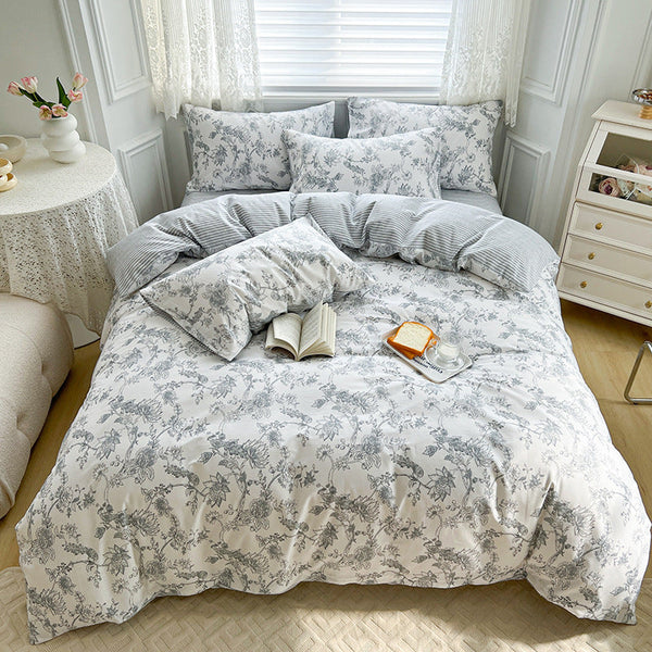 HKM-602451 Cotton Floral Four-Piece Bedding Set - Available in Multiple Sizes