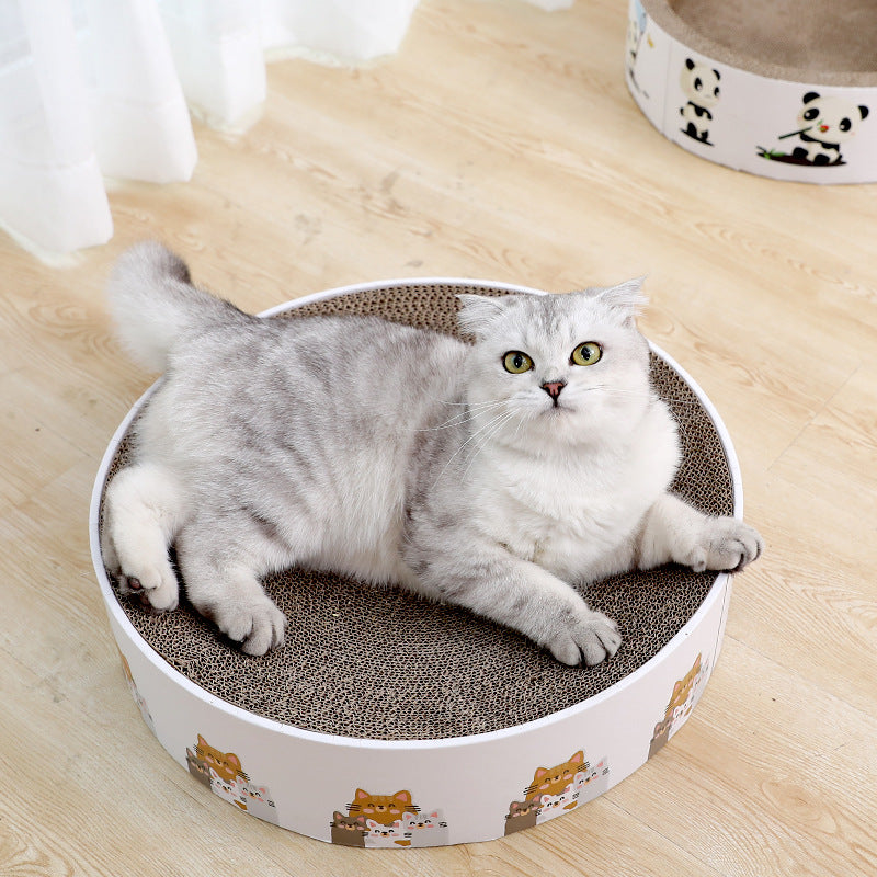 HKM-6024765 Disc Cat Scratching Board - White Panda, Corrugated Paper, 38.5x38.5x11cm
