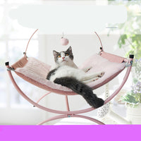 HKM-6026173 Cozy Recliner Cat Bed with Metal Frame in Pink and Gray, Suitable for Cats