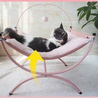 HKM-6026173 Cozy Recliner Cat Bed with Metal Frame in Pink and Gray, Suitable for Cats