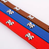 HKM-6026557 Leather Pet Collar for Dogs and Cats - Available in 5 Colors, Durable Material with Metal Accents