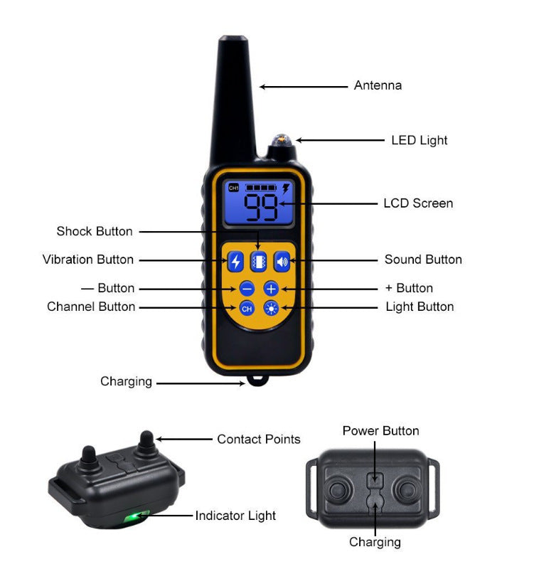 HKM-6027837 Rechargeable Waterproof Dog Bark Control Device with Adjustable Vibration and Shock Settings