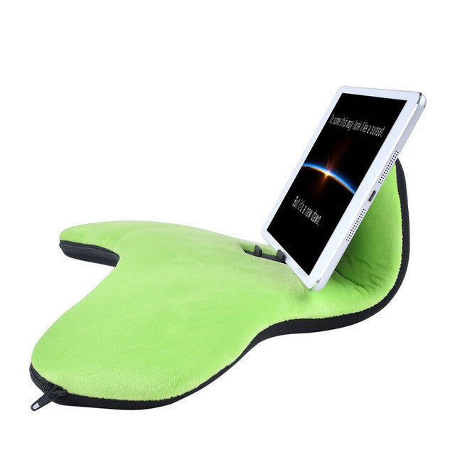 HKM-602835 Reading Pillow with Lazy Bracket and Mobile Phone Clip, Handcrafted Flannel and Woolen Fabric