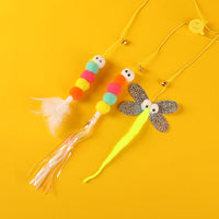 HKM-6029373 Feather and Bug Themed Cat Teaser Stick for Interactive Play
