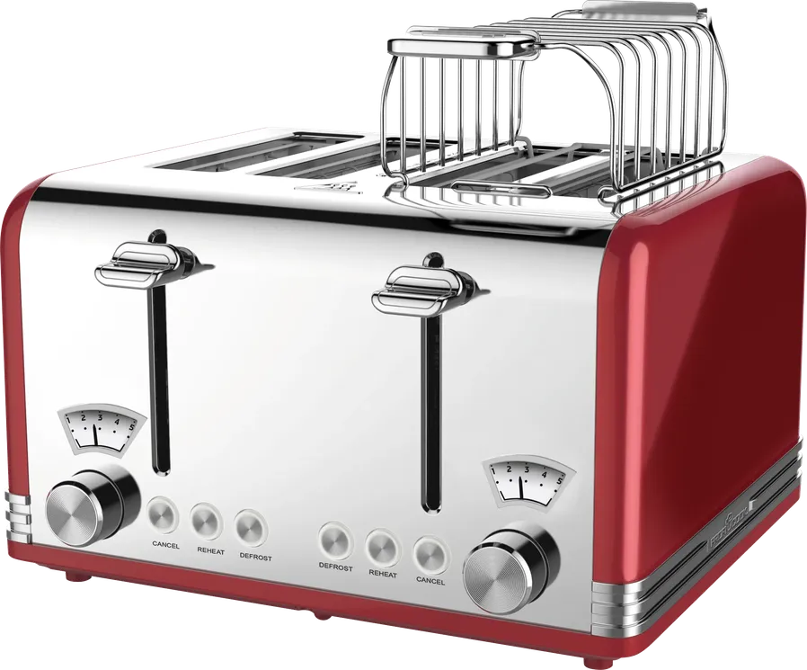 HKM-603027 4-Slice Automatic Pop-Up Toaster with Electroplated Design for Home Use