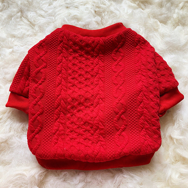 HKM-6030909 Thick Wool Solid Color Casual Pullover Sweater in Red and Grey