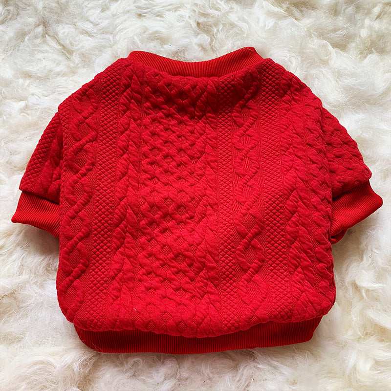 HKM-6030909 Thick Wool Solid Color Casual Pullover Sweater in Red and Grey