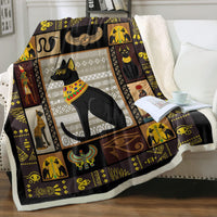 HKM-6031165 Cartoon Animal Pattern Cat Sherpa Blanket - Double Layer, Available in Multiple Sizes