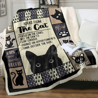 HKM-6031165 Cartoon Animal Pattern Cat Sherpa Blanket - Double Layer, Available in Multiple Sizes