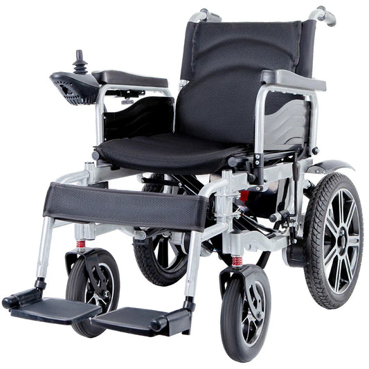 HKM-603155 Folding Electric Wheelchair with Dual 250W Motors, Carbon Steel Frame, and 12Ah Lithium Battery
