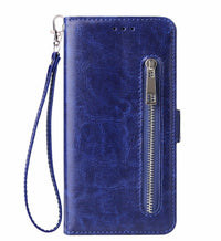 HKM-603155 Stylish TPU Leather Zipper Calf Shell Case for iPhone - Retro Business Card Protection