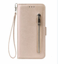 HKM-603155 Stylish TPU Leather Zipper Calf Shell Case for iPhone - Retro Business Card Protection