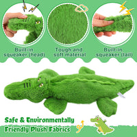 HKM-6031805 Durable Squeaky Crocodile Dog Toy for Aggressive Chewers - Stuffing-Free Plush Interactive Design