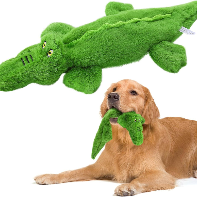HKM-6031805 Durable Squeaky Crocodile Dog Toy for Aggressive Chewers - Stuffing-Free Plush Interactive Design