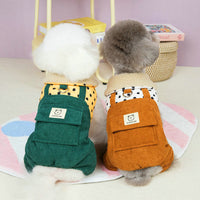 HKM-6031933 Cotton-Padded Autumn and Winter Pet Clothing in Dark Green and Brown, Various Sizes Available