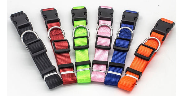 HKM-6032317 Soft Nylon Pet Collar for Dogs and Cats - Adjustable Neck Size with Durable Plastic Buckle and Neoprene Lining