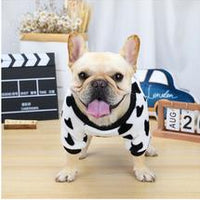 HKM-6032701 Autumn Winter Coral Velvet Sweater for Pugs with Cute Cow Print