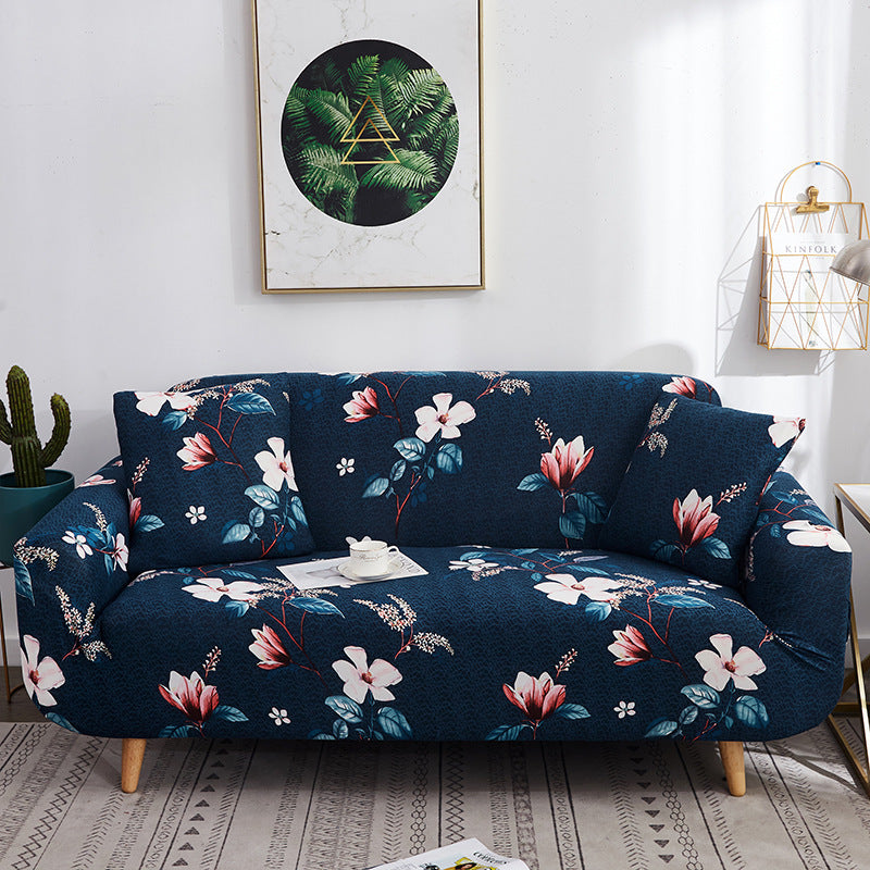HKM-603347 All-Inclusive Stretch Polyester Sofa Cover for Two-Seater, Birds and Flowers Design