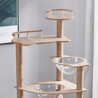HKM-6033597 Cat Climbing Frame with Nest, Scratch Board & Dustbin - Plush Material, Multiple Colors Available