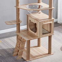 HKM-6033597 Cat Climbing Frame with Nest, Scratch Board & Dustbin - Plush Material, Multiple Colors Available