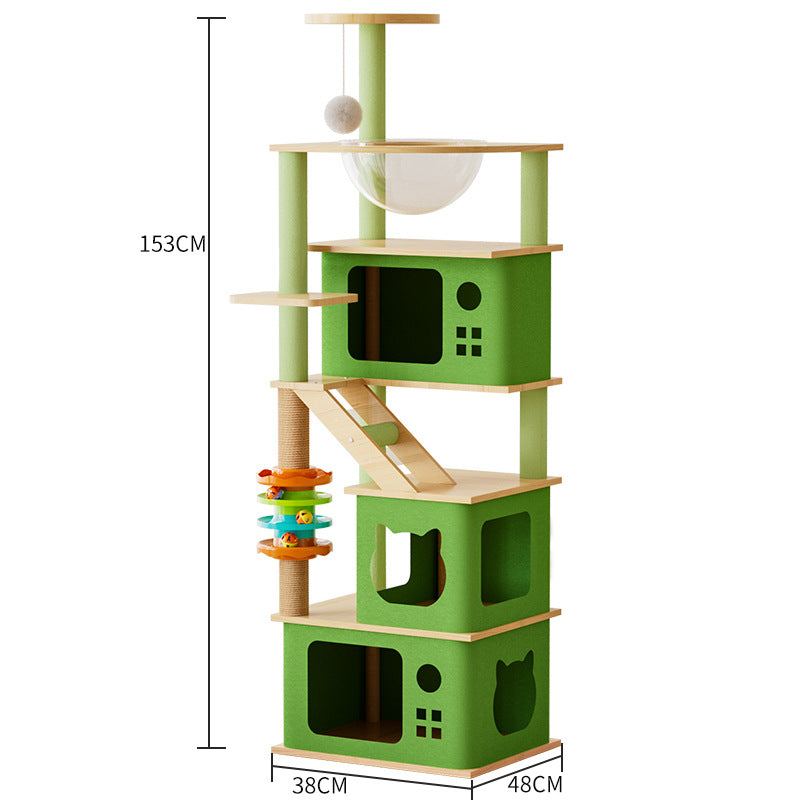 HKM-6033597 Cat Climbing Frame with Nest, Scratch Board & Dustbin - Plush Material, Multiple Colors Available