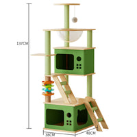 HKM-6033597 Cat Climbing Frame with Nest, Scratch Board & Dustbin - Plush Material, Multiple Colors Available