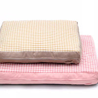 HKM-6033981 Plaid Pet Bed with Removable and Washable Mattress in Khaki and Pink Options
