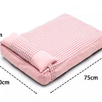 HKM-6033981 Plaid Pet Bed with Removable and Washable Mattress in Khaki and Pink Options