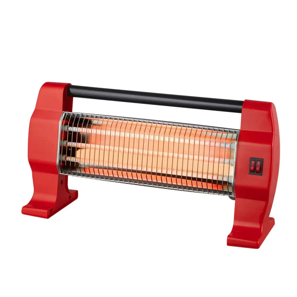 HKM-603475 Portable Free Standing Quartz Infrared Heater with 3 Halogen Bars for Under Desk Heating - 1200W