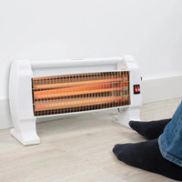 HKM-603475 Portable Free Standing Quartz Infrared Heater with 3 Halogen Bars for Under Desk Heating - 1200W