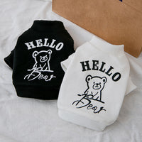 HKM-6035389 Fashionable Dog Sweater with Bear Print in Black and White, Available in Multiple Sizes