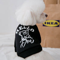 HKM-6035389 Fashionable Dog Sweater with Bear Print in Black and White, Available in Multiple Sizes
