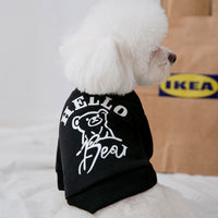HKM-6035389 Fashionable Dog Sweater with Bear Print in Black and White, Available in Multiple Sizes