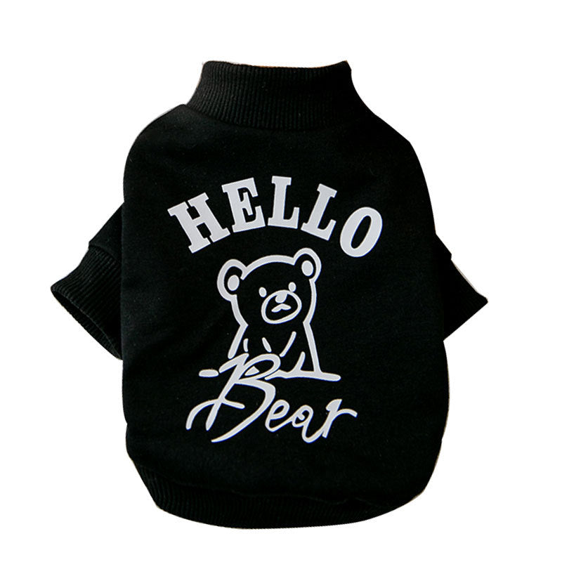 HKM-6035389 Fashionable Dog Sweater with Bear Print in Black and White, Available in Multiple Sizes