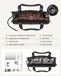 HKM-6035411 laptop tote bag interior with padded computer compartment ipad pocket slip pockets and pen slots